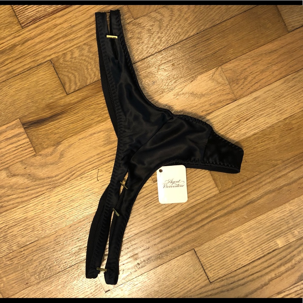 Agent Provocateur black silk thong